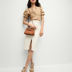 Veronica Beard Ecru Breves Denim Midi Skirt